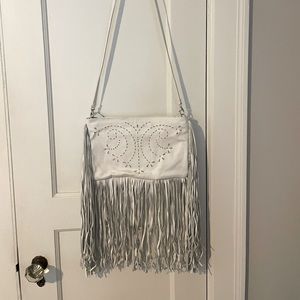 White fringe purse